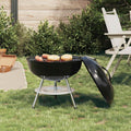 Barbecue a carbone pieghevole con struttura in acciaio nero per spazi esterni pieghevole regolabile