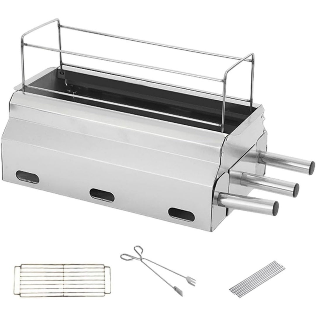 Barbecue a carbone regolabile con struttura in acciaio nero