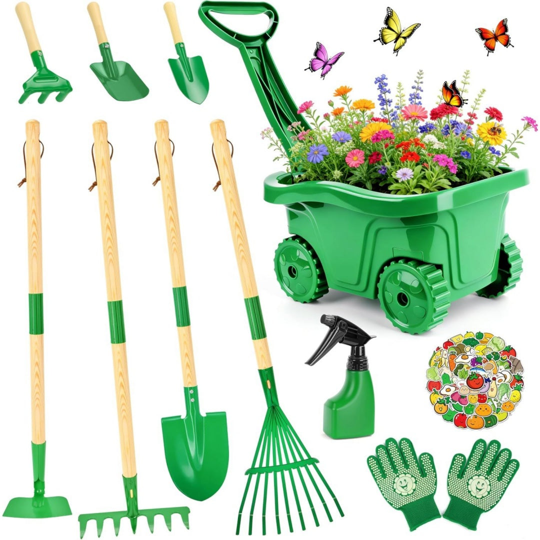 Set di attrezzi per bambini verde per spazi esterni