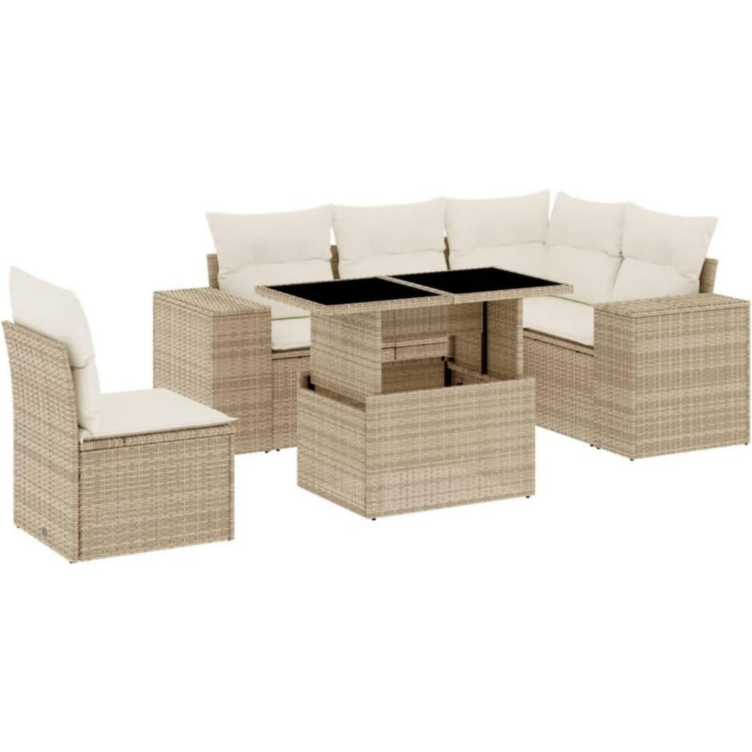 Salotto modulare da esterno regolabile in rattan sintetico beige per spazi esterni