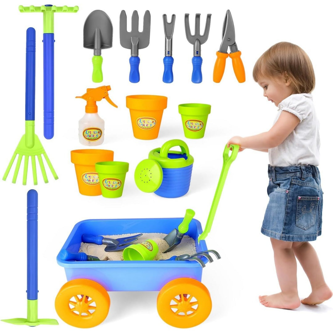 Set di attrezzi per bambini pieghevole verde